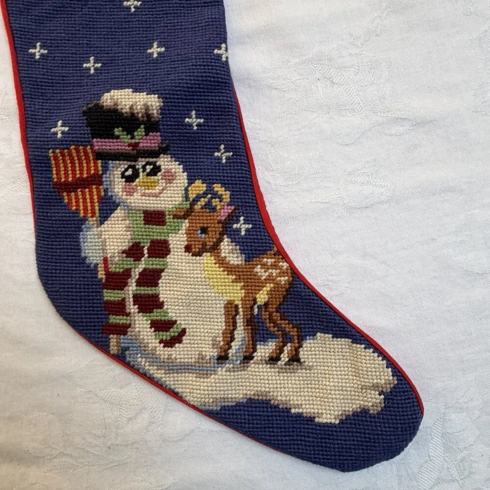 Vintage Needlework‎ Christmas Stockings Noel Snowman Deer Holiday
